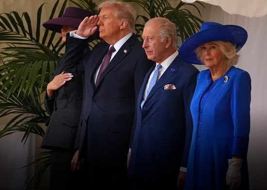 Carlos III recibe a Trump al comenzar la visita de Estado
