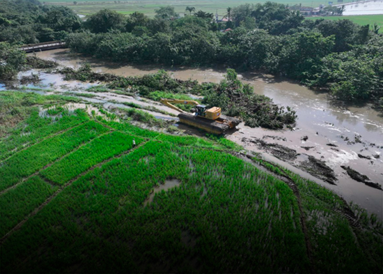 INDRHI avanza dragado del drenaje Pontón en Cotuí; beneficia 36,000 tareas arroceras