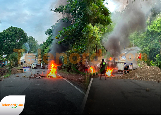 Comunitarios de Las Flores protestan y exigen intervención urgente de carretera hacia Gaspar Hernández