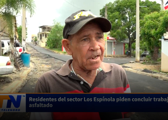 Residentes del sector Los Espínola piden concluir trabajos de asfaltado