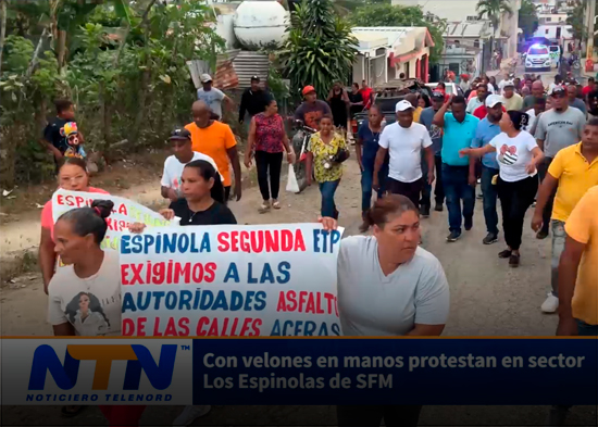 Con velones en manos protestan en sector Los Espinolas de SFM