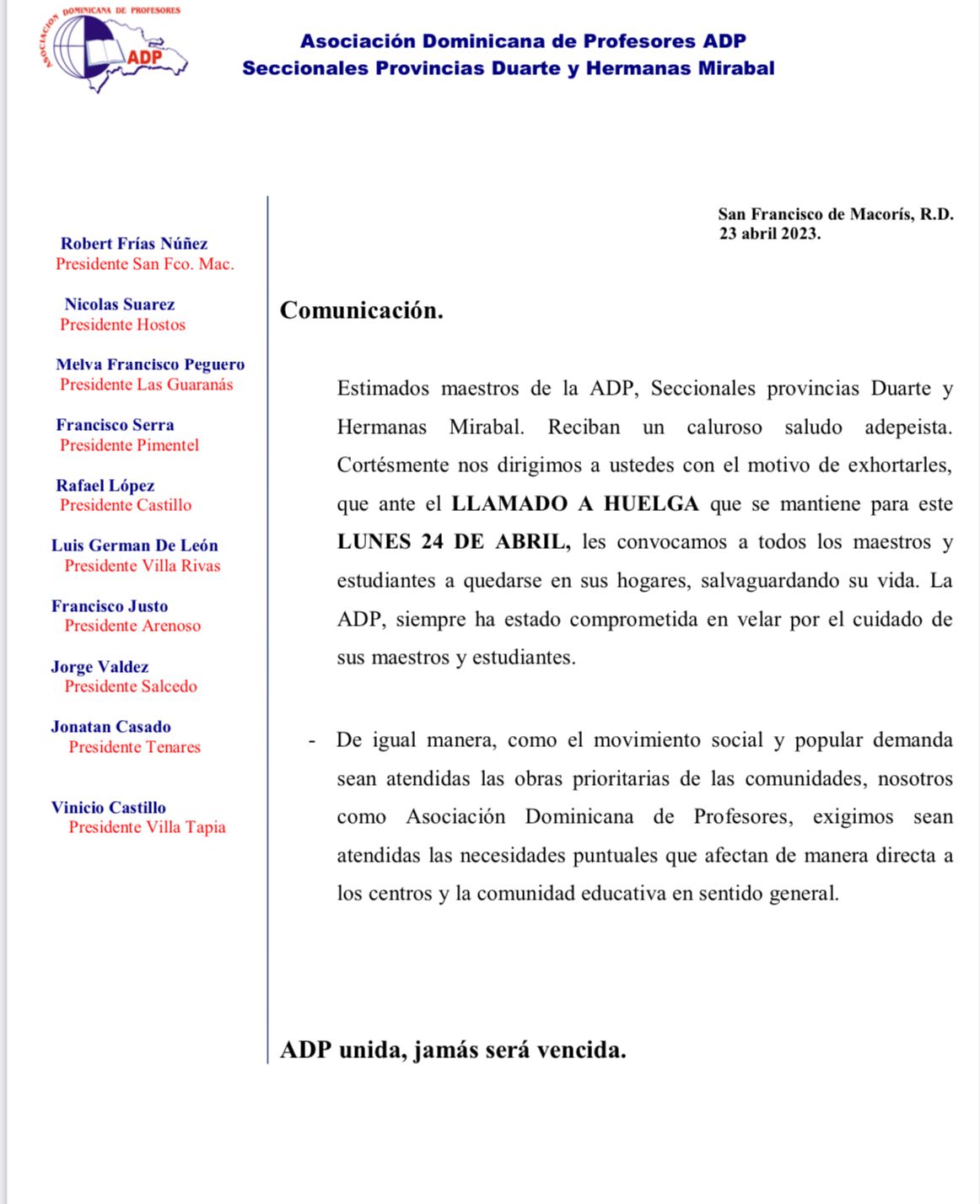 comunicado adp 2304023